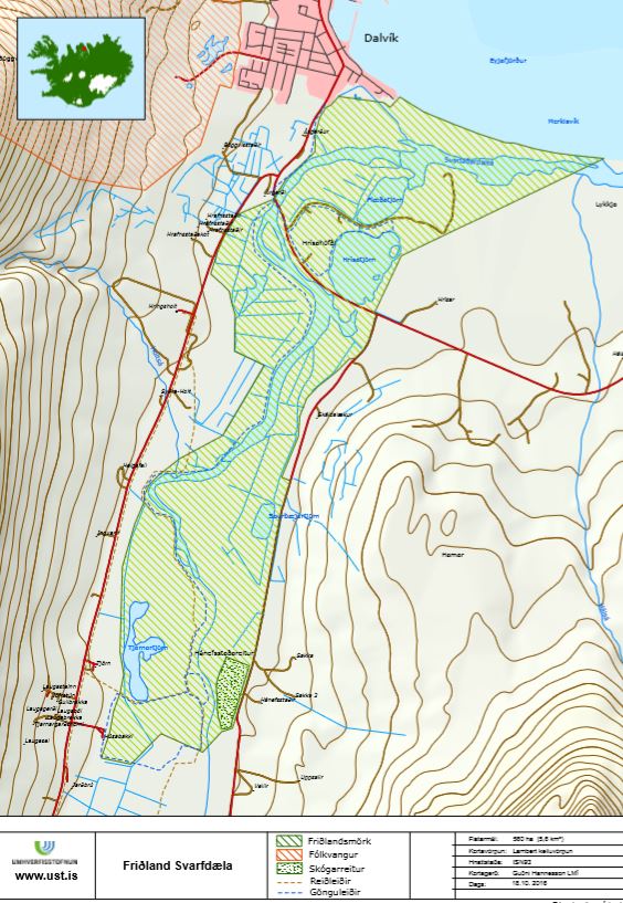 Kort af Friðlandi Svarfdæla