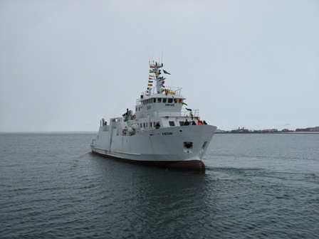 Sæfari á leið til Grímseyjar