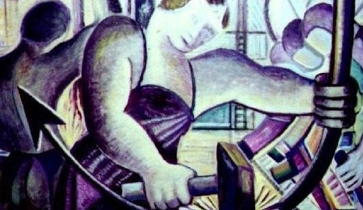 OO9 – Járnsmiður (Stálkarlinn) – Olía á masónít
1970 – Atvinnulífsmynd undir áhrifum frá Matisse þ.e.a.s líkamsformin