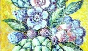 O17 – Blóm – Olía á masónít
1977 – Kyrralífsmynd undir áhrifum frá Van Gogh þ.e.a.s litir og pensilstrokur(Sólblómin)