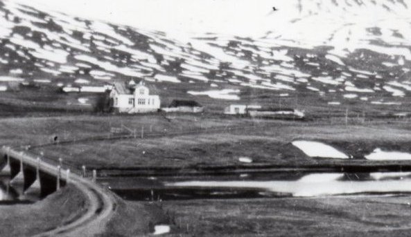 Árgerði (eldra) og brúin sem þá stóð. Árgerði varð bústaður héraðslæknis 1908 þegar Sigurjón Jónsson héraðslæknir Svarfdæla settist hér að og rak dálítinn búskap með læknisstörfunum. Þá var í Árgerði nýlegt
timburhús sem stóð þar sem núverandi hús stendur. Daníel Ágústi Daníelssyni var veitt embætti
héraðslæknis 1944 og flutti til Dalvíkur. Hann vildi
endurreisa læknisbústað í Árgerði og keypti jörðina, lét rífa timburhúsið sem þar stóð og reisa í staðinn nýtískulegt hús árið 1947.
(Kristján E. Hjartarson. Byggðasafnið Hvoll: Húsaskráning)