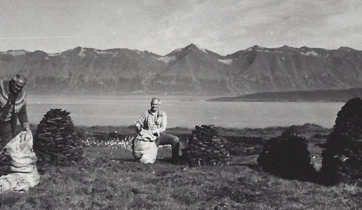 Mótekja í Sauðaneskoti.  Hjalti og Skafti Þorsteinssynir frá Dalvík. Myndin er tekin 1980.