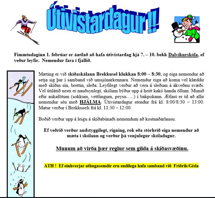 Útivistardagur í fjallinu hjá nemendum 7.-10. bekkjar