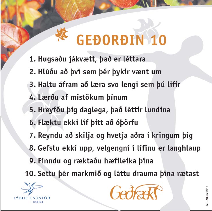 Geðorðin 10/10 Zasad glównych/10 COMMANDMENTS OF MENTAL HEALTH