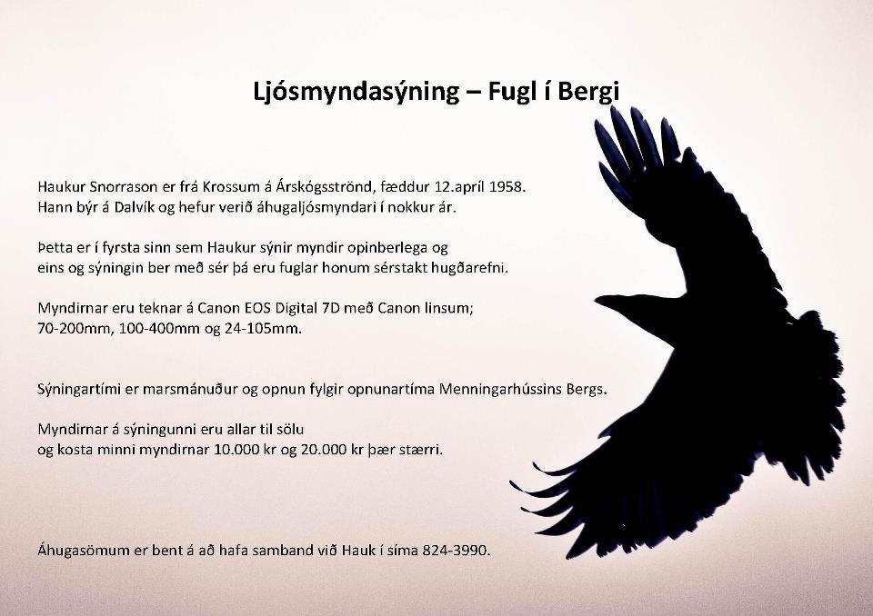 Ljósmyndasýningin ,,Fugl í Bergi