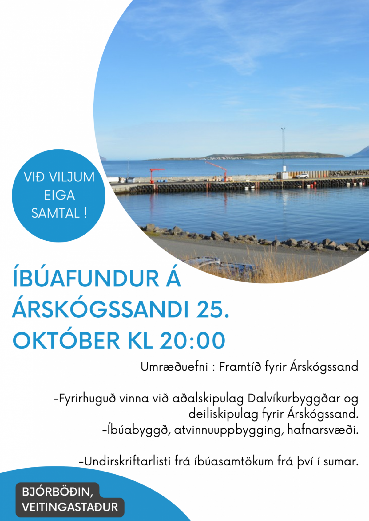 Sveitarfélagið boðar til íbúafundar á Árskógssandi 25. október kl 20:00