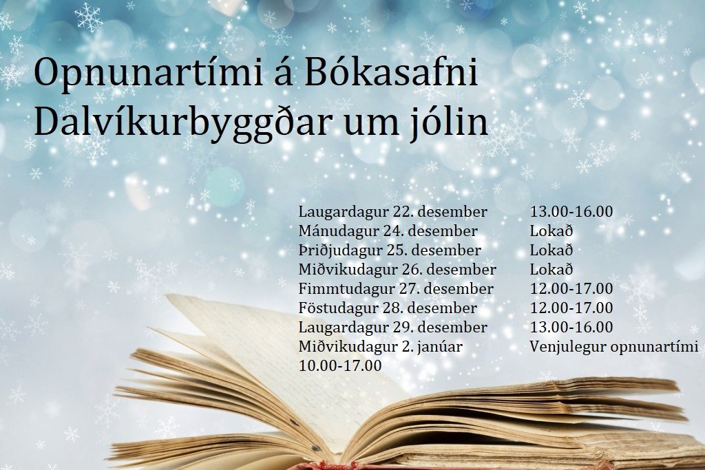 Opnunartími á bókasafninu um jólin