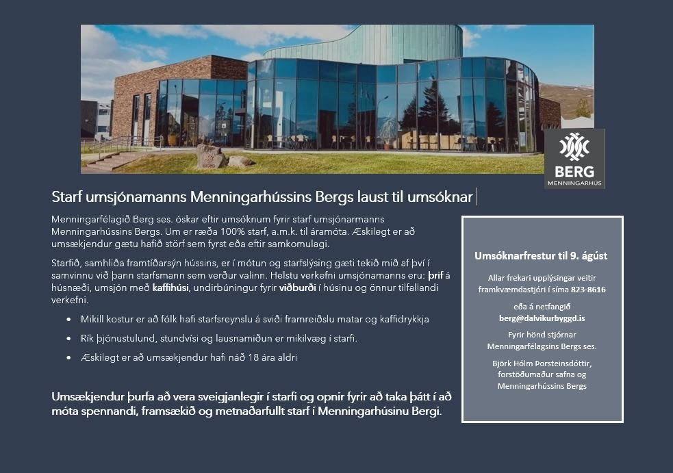 Spennandi atvinnutækifæri í Menningarhúsinu Bergi