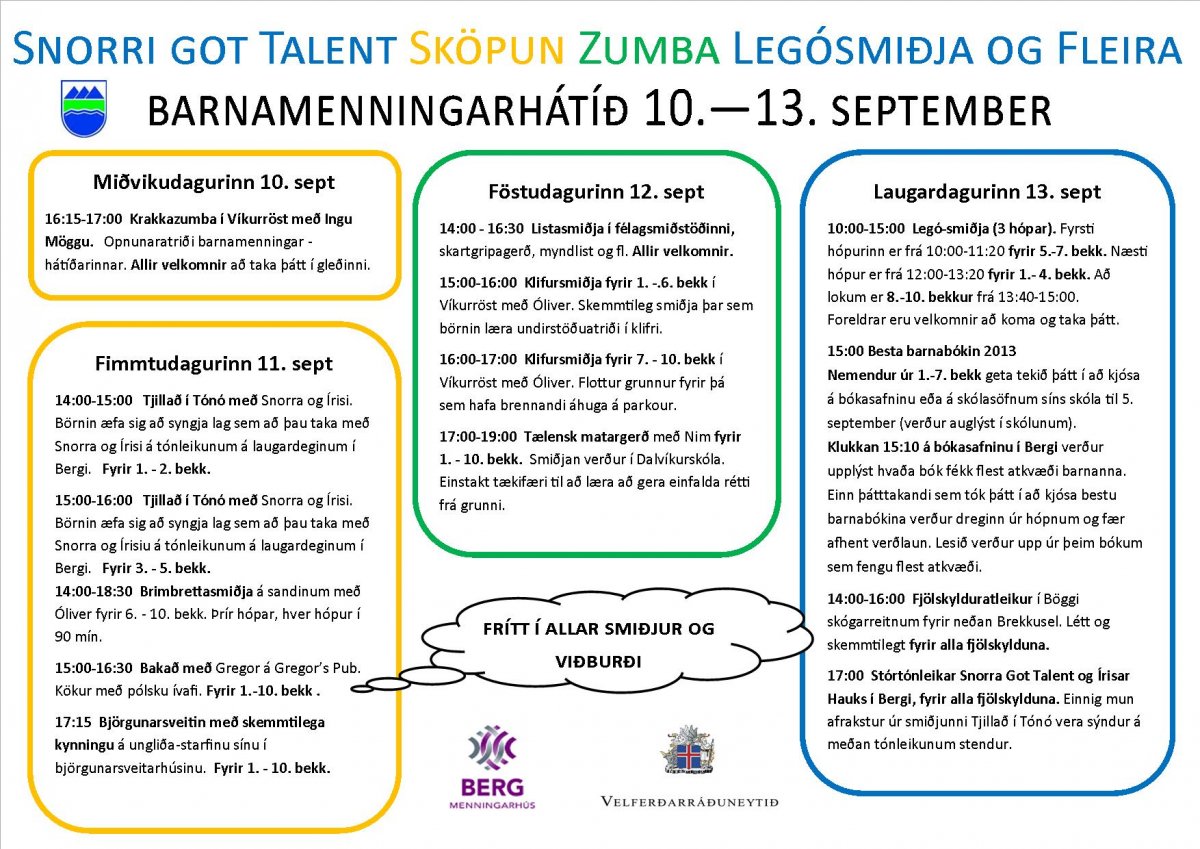Barnamenningarhátíð 10. - 13. september