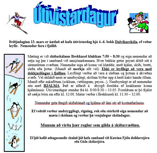 Útivistardagur í fjallinu hjá nemendum 4.-6. bekkjar