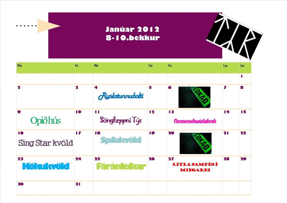 Dagskrá janúarmánaðar