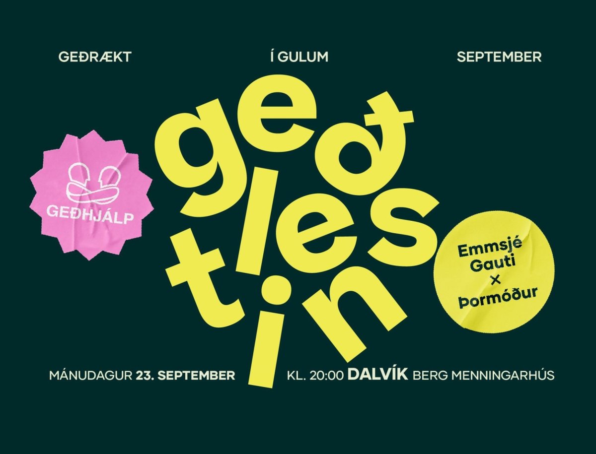 Geðlestin í Gulum september – Berg Menningarhús Mánudaginn 23. september kl. 20:00