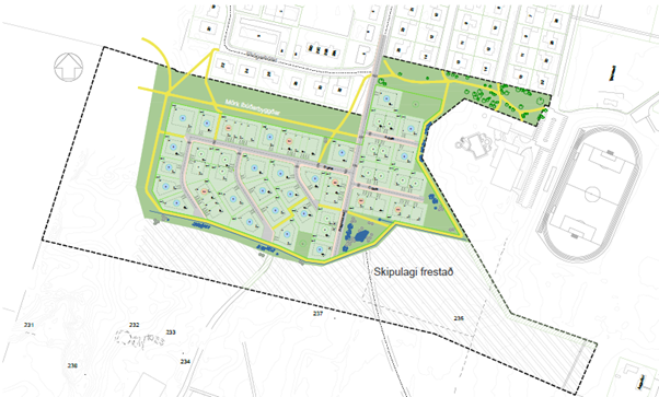 Nýtt íbúðarsvæði sunnan Dalvíkur