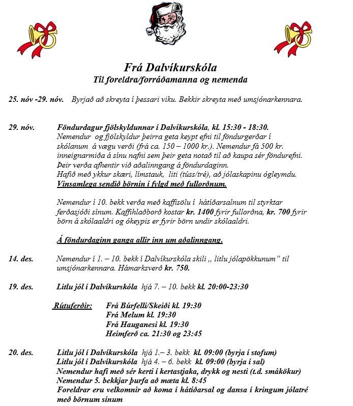 Desemberdagar - skipulag