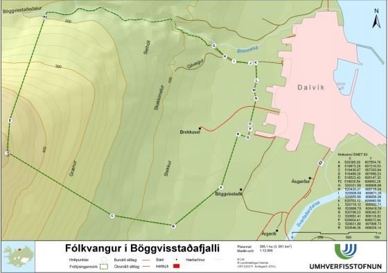 Skotveiðar bannaðar í Fólkvanginum í Böggvisstaðafjalli