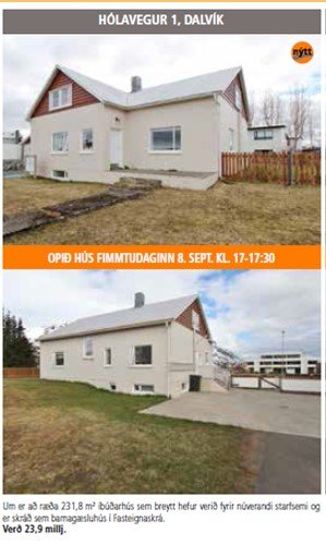 Hólavegur 1 til sýnis fimmtudaginn 8. september