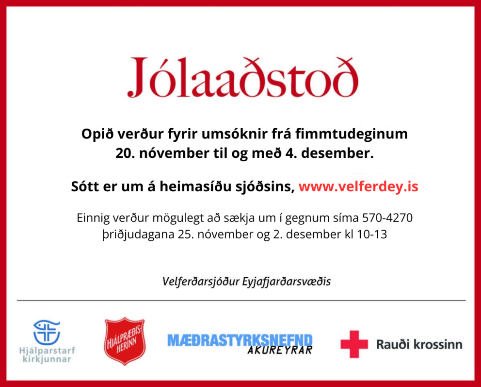 Jólaaðstoð velferðarsjóðs Eyjafjarðarsvæðis 2025