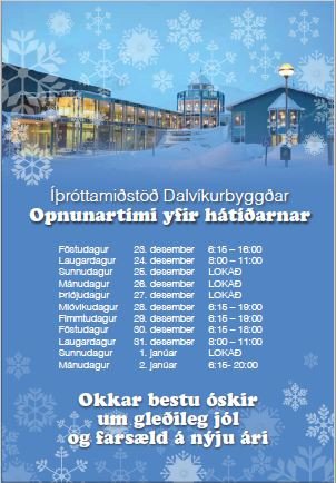 Opnunartími íþróttamiðstöðvar yfir áramótin