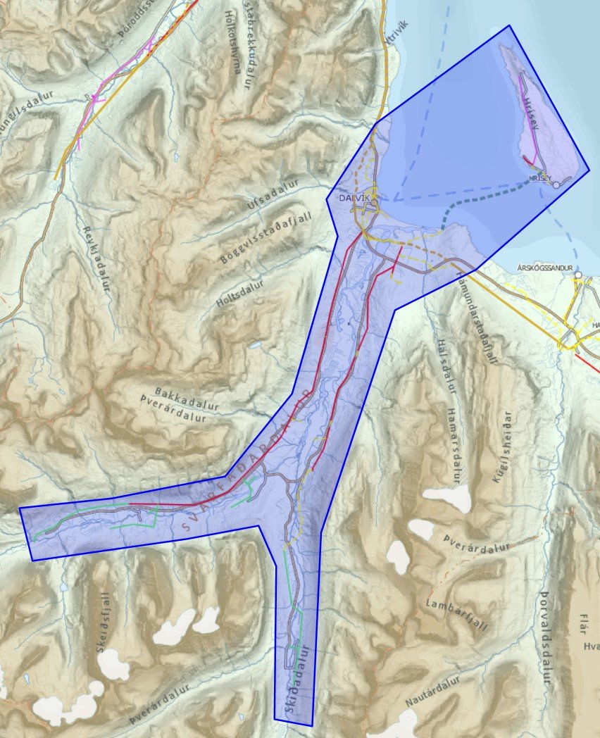 Straumlaust á Dalvík, Svarfaðardal, Skíðadal og Hrísey