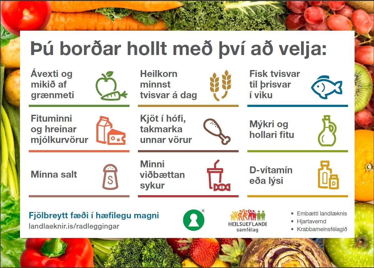 Ráðleggingar um mataræði – ísskápasegull