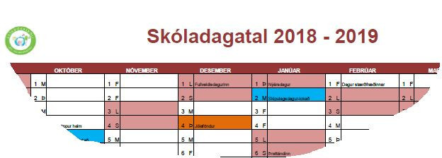 Skóladagatal 2018-2019