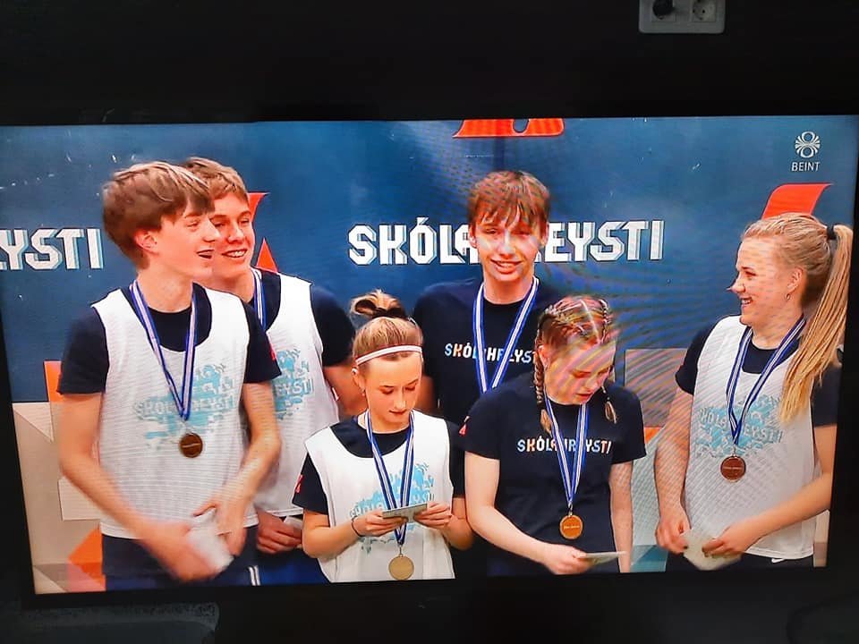 Mynd úr útsendingu RÚV frá Berglindi Björk Stefánsdóttur. 
Fv. Máni Dalstein, Markús Máni, Ása Eyfj…