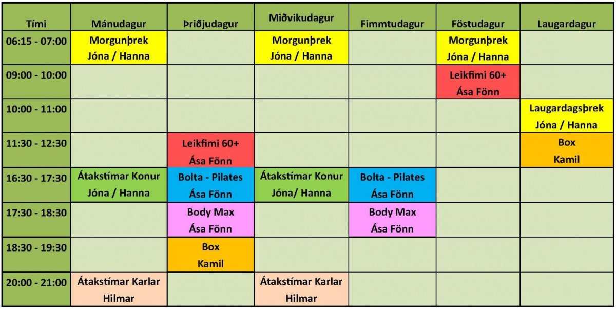 Íþróttamiðstöð Dalvíkur - dagskrá á nýju ári