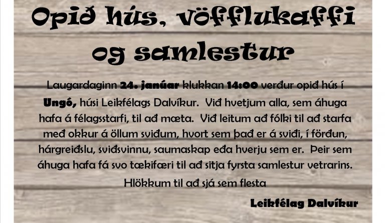 Opið hús, vöfflukaffi og samlestur