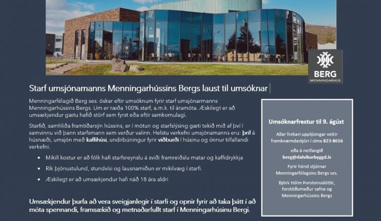 Spennandi atvinnutækifæri í Menningarhúsinu Bergi