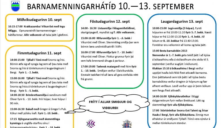 Barnamenningarhátíð 10. - 13. september