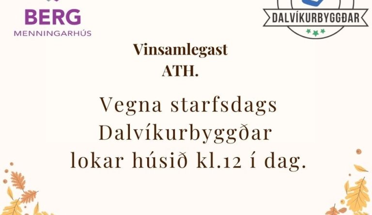 Lokað í Menningarhúsinu Bergi 18. sept.