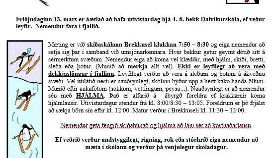 Útivistardagur í fjallinu hjá nemendum 4.-6. bekkjar