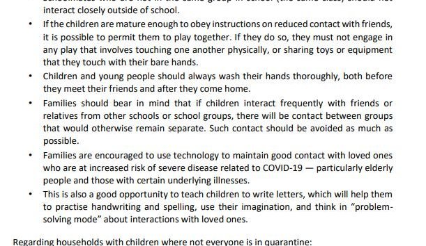 Children and the restrictions on gatherings