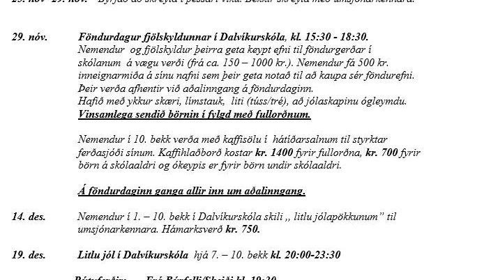 Desemberdagar - skipulag