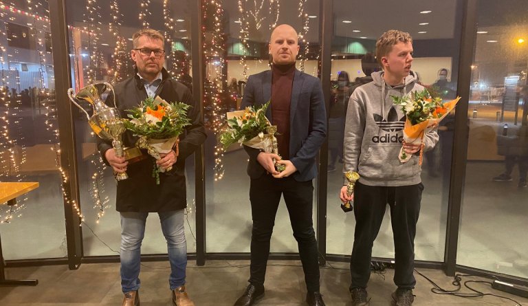 Frá vinstri: Rúnar Júlíus Gunnarsson - Íþróttamaður Dalvíkurbyggðar 2021, Steinar Logi Þórðarson og …