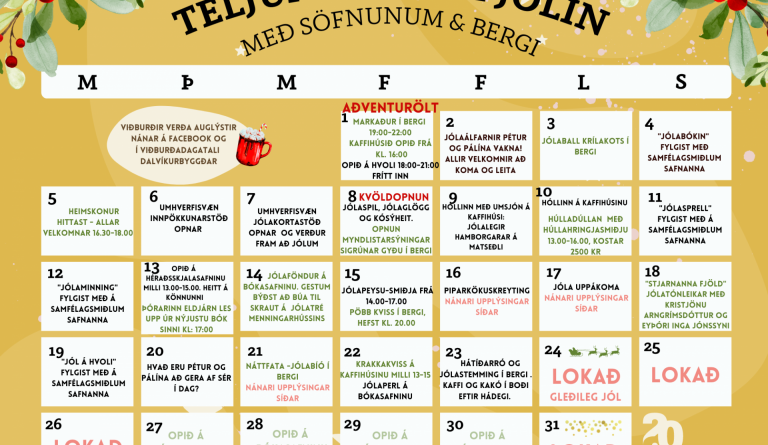 Jóladagatal safnanna og Menningarhússins Bergs