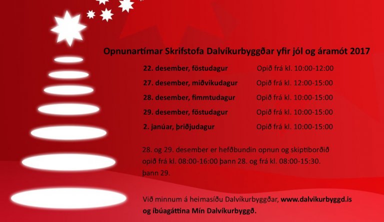Opnunartími Skrifstofa Dalvíkurbyggðar yfir jól og áramót