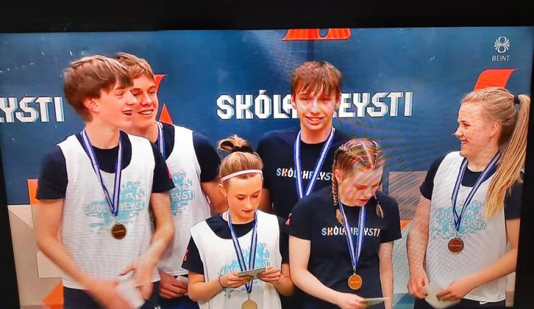 Mynd úr útsendingu RÚV frá Berglindi Björk Stefánsdóttur. 
Fv. Máni Dalstein, Markús Máni, Ása Eyfj…