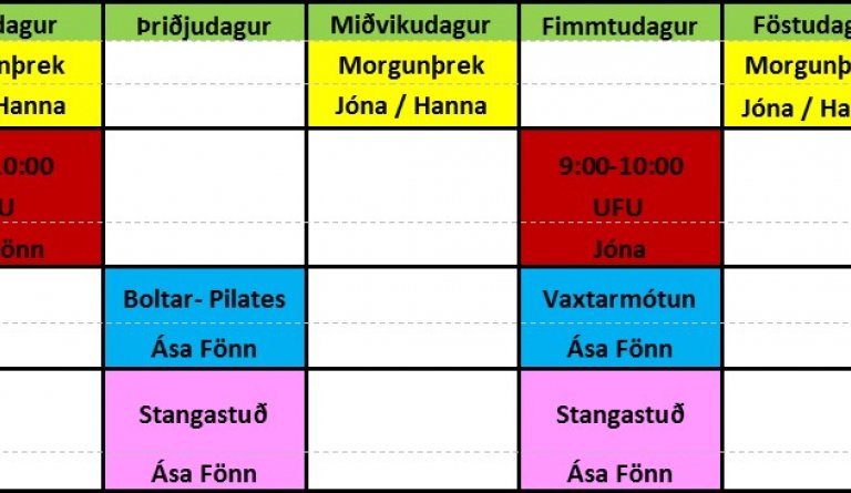 Starfsemi íþróttamiðstöðvar og stundarskrá haustið 2016