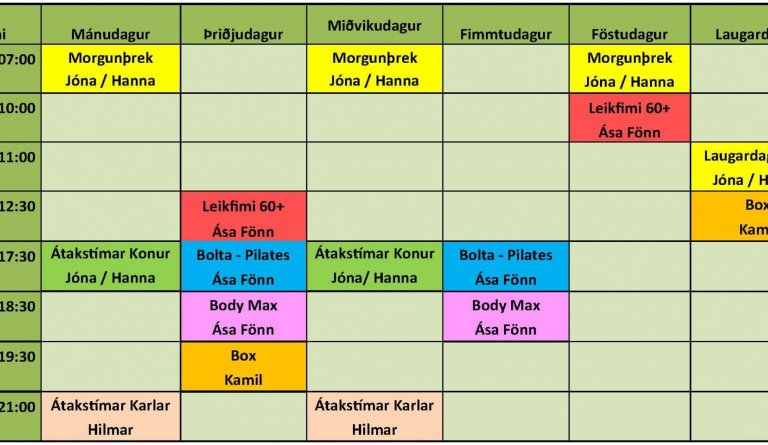Íþróttamiðstöð Dalvíkur - dagskrá á nýju ári