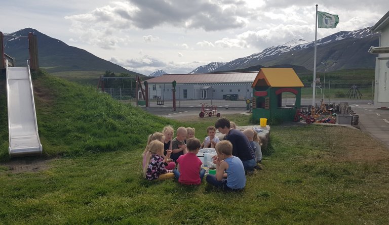 Starfið í veðurblíðunni